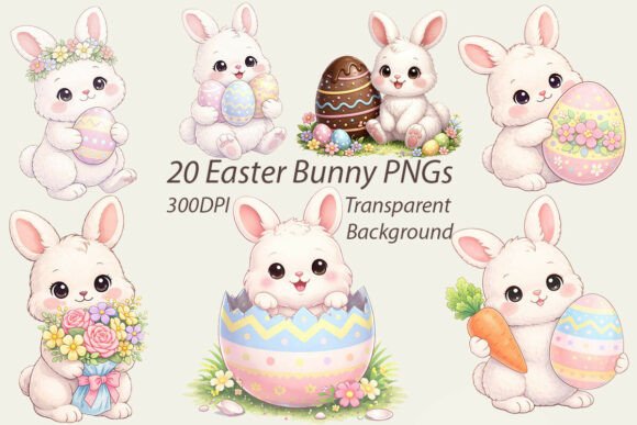 Download Easter Bunny PNG Bundle 20 Designs - Easter bunny png bundle Collection