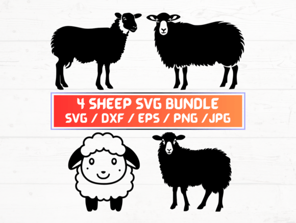 Download 4 Sheep SVG, DXF, EPS, JPG, PNG Bundle - Dxf Collection